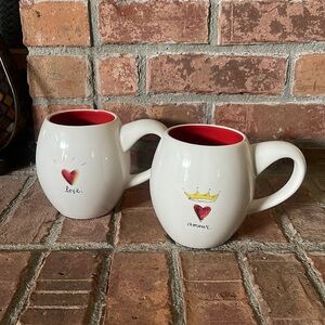 Magenta Amour Crown Heart & Love Ceramic Mugs Set of 2